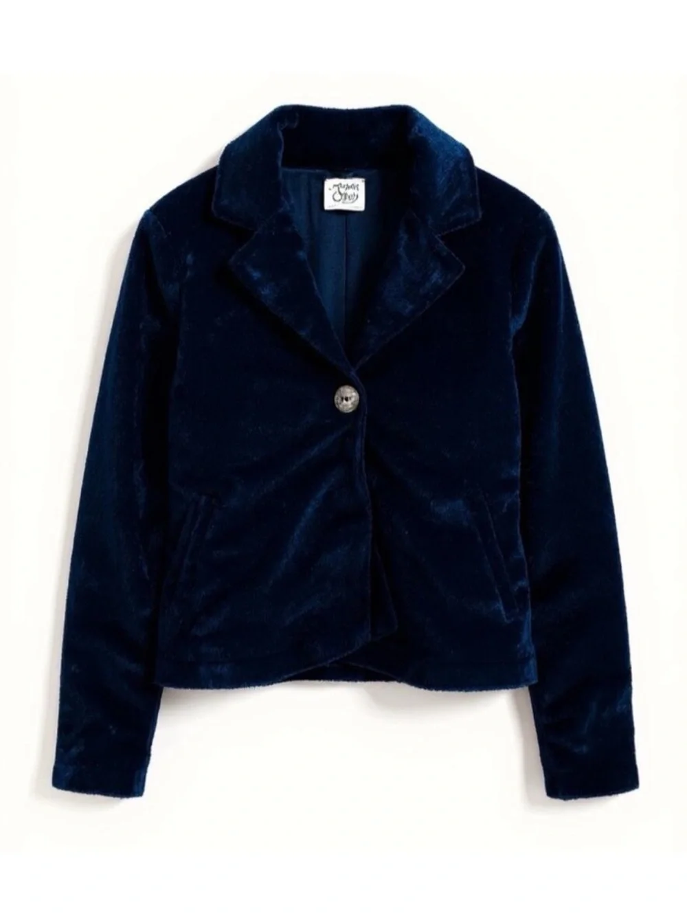 Margaret O’Leary Women’s Sz L Navy Blue Black Chenille Cardigan Sweater USA Made